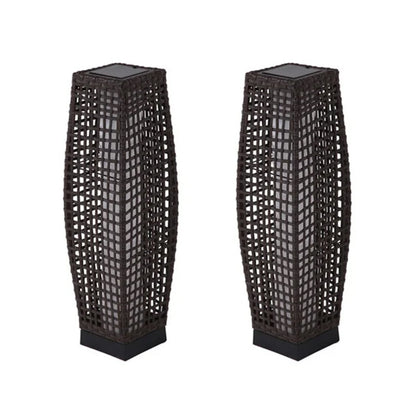 FUJI Solar-powered Woven Wicker Floor Lamp