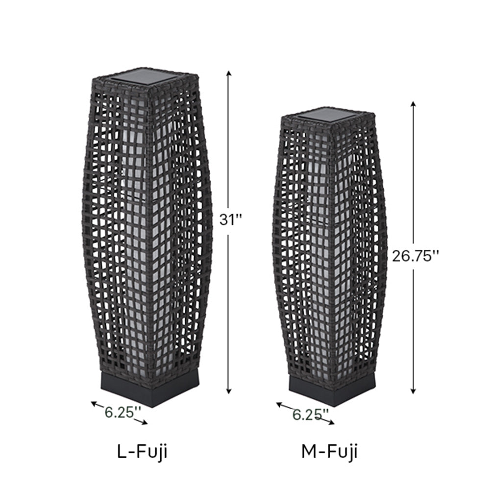 FUJI Solar-powered Woven Wicker Floor Lamp