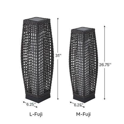 FUJI Solar-powered Woven Wicker Floor Lamp