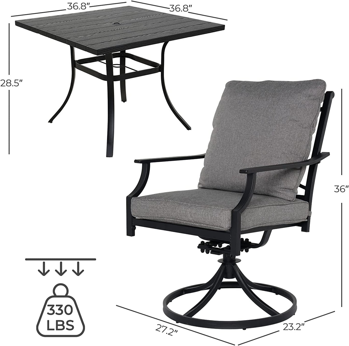 GRAND PATIO Swivel Dining Chairs Outdoor Dining Set Patio Dining Furniture Set