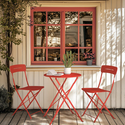 3-Piece Foldable Bistro Set with Round Table - All-Weather Steel Frame