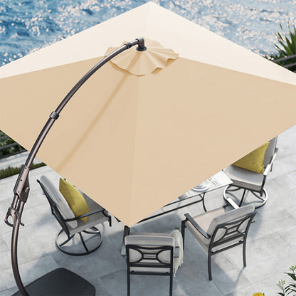 10x10 FT Square Patio Cantilever Umbrella, Deluxe Curvy Offset Umbrella with Base(No Umbrella Cover)