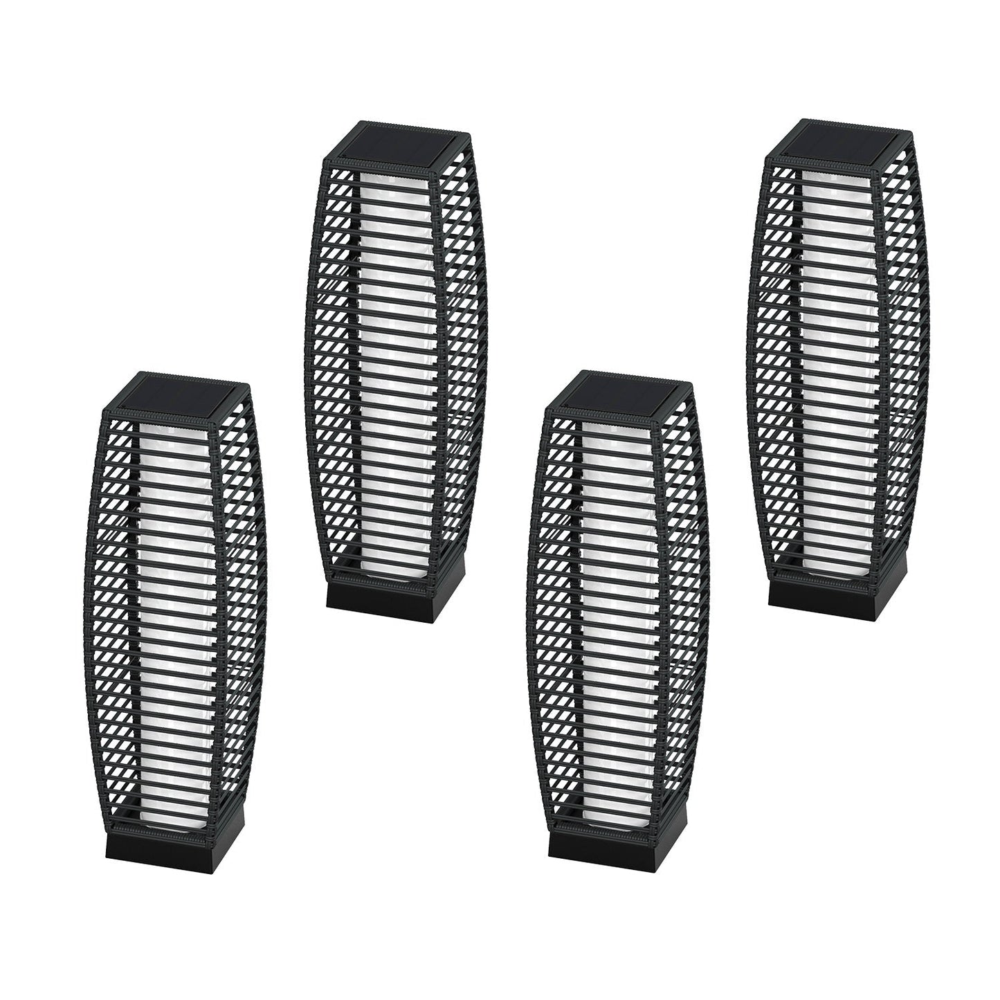 Outdoor Solar-Powered Crossover Woven Resin Wicker Floor Lamp