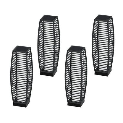 Outdoor Solar-Powered Crossover Woven Resin Wicker Floor Lamp