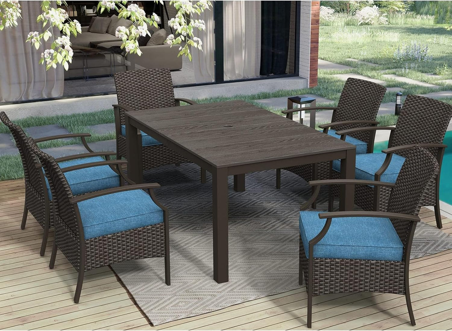 Outdoor Dinning Sets, Traditional Weather-Resistant Wicker Patio Furniture Sets