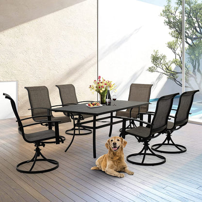 Outdoor Dining Set - Black & Grey Plaid