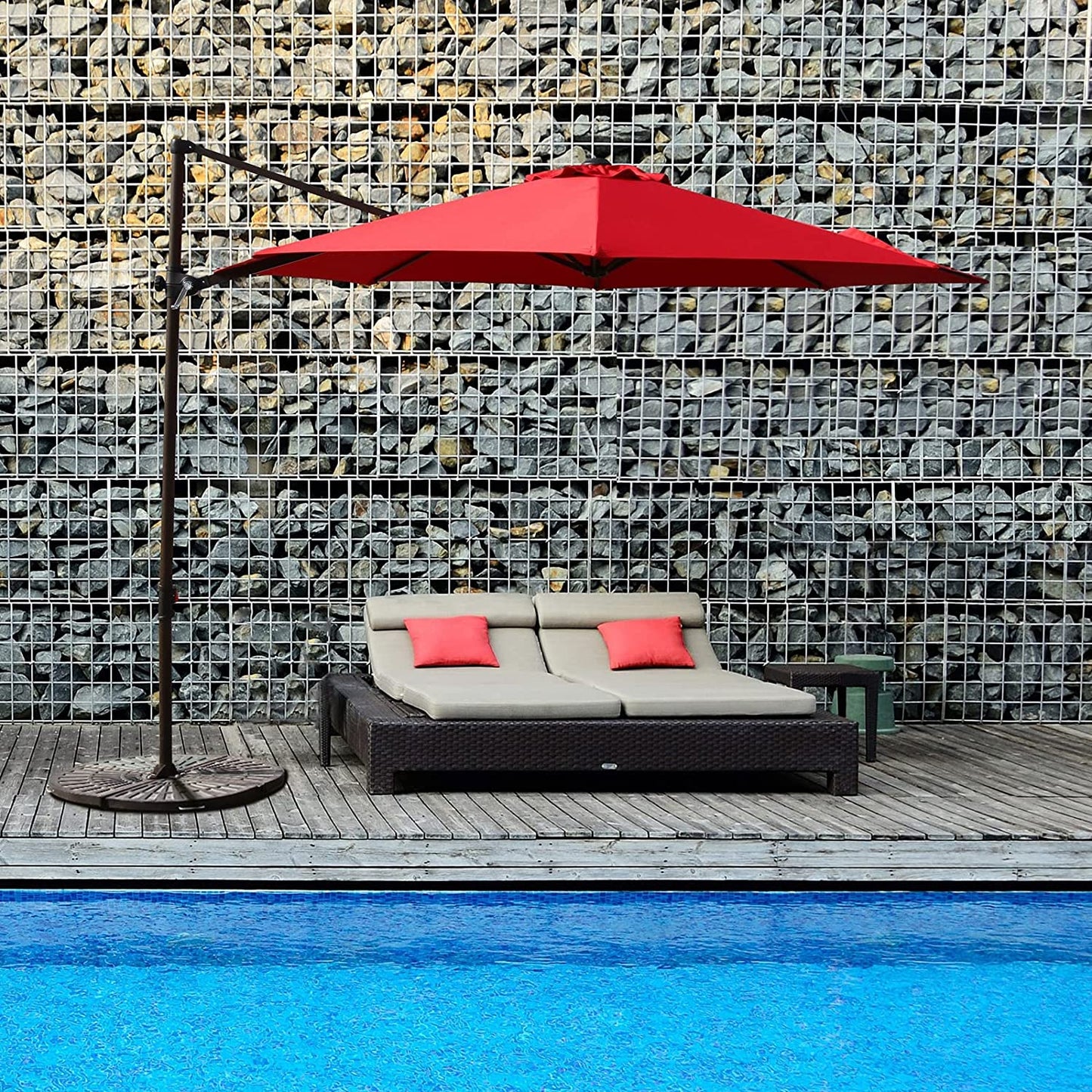 10FT Outdoor Aluminum Patio Umbrella, Market Cantilever large outdoor umbrella Polyester Patio Shade UV Protection,Offset Patio Umbrella Without Base,Tilt and Crank
