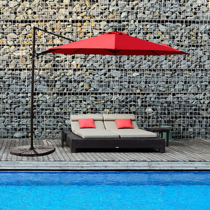 10FT Outdoor Aluminum Patio Umbrella, Market Cantilever large outdoor umbrella Polyester Patio Shade UV Protection,Offset Patio Umbrella Without Base,Tilt and Crank