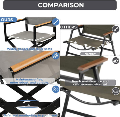 Dining Set, Extendable Table with Extra-Wide Foldable Chairs
