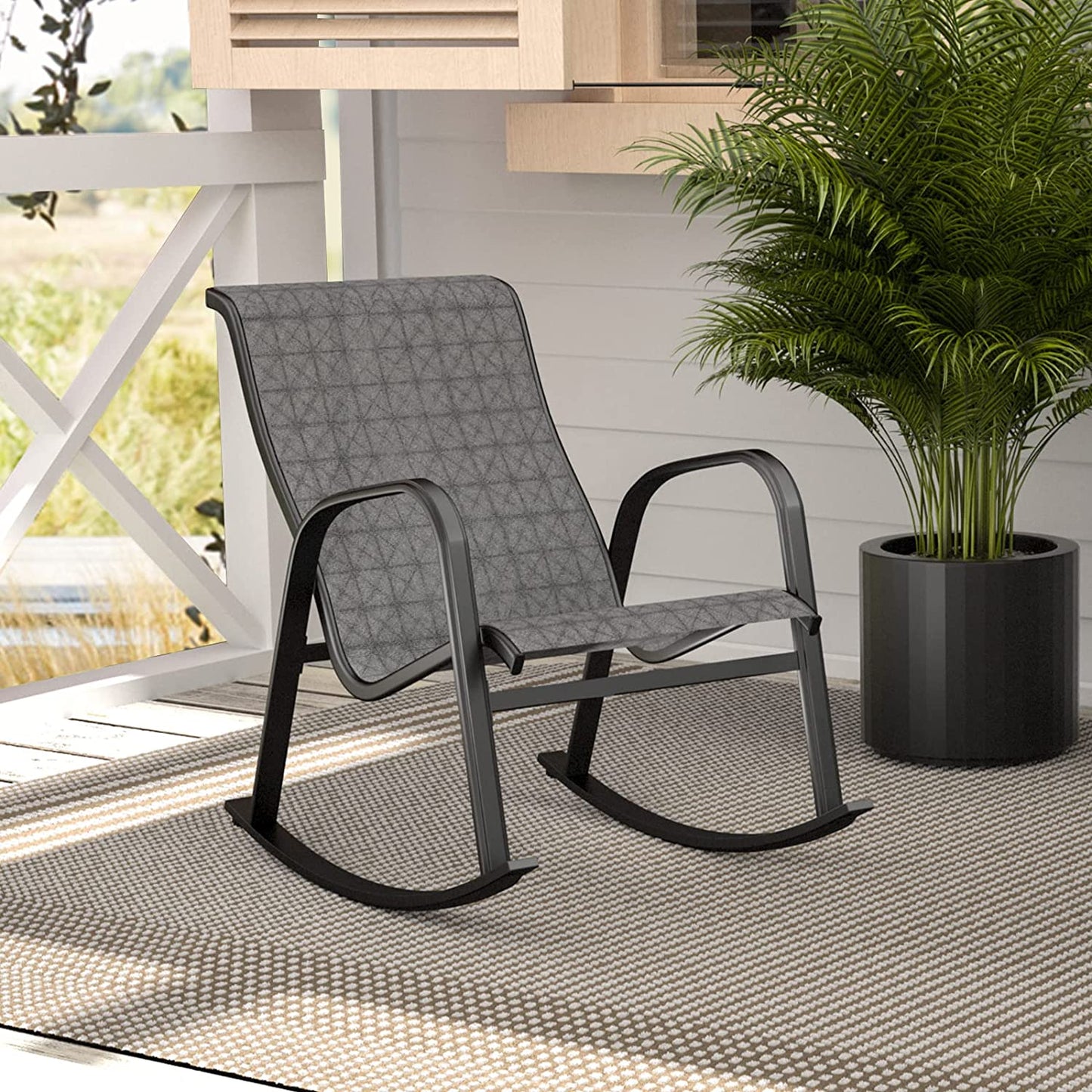 GRAND PATIO Outdoor Mesh Sling Patio Rocking Chairs for Porch, Garden, Patio