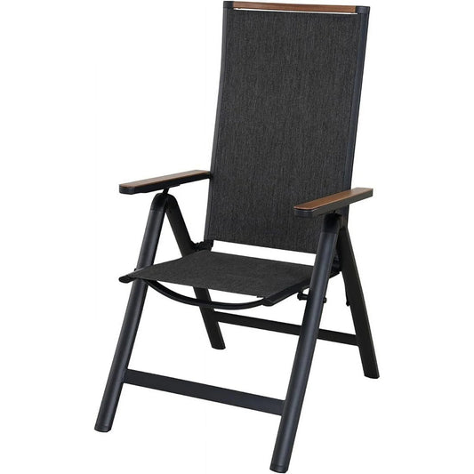 Aluminium Adjustable 6-Position High Backrest Folding Chair, No Assembly