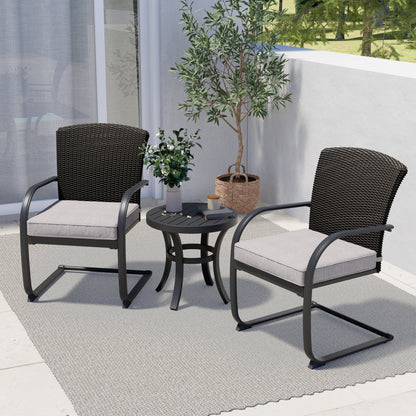 Dining Wicker Chair Set, Steel Frame Chair with Cushion