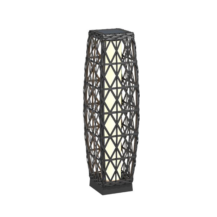 Cindy Solar Lamp, Solar-Powered Woven Resin Wicker Floor Lamp