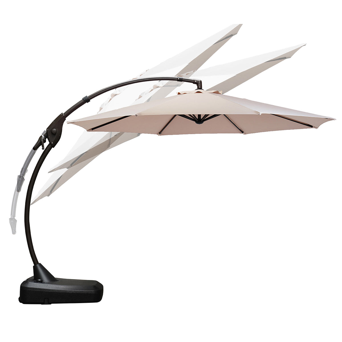 11 FT 12 FT Cantilever Patio Umbrella with Base, Round Large Offset Umbrellas for Garden Deck Pool