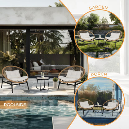 Outdoor Furniture Set,Wicker Seating Set Oversized Chairs