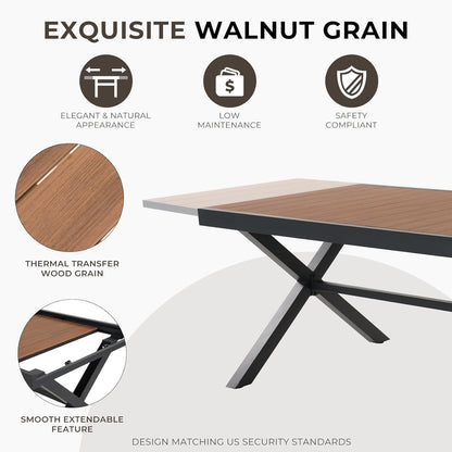 Dining Set, Extendable Table with Extra-Wide Foldable Chairs