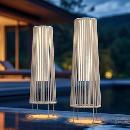 2PCS GORDES Solar-powered Woven Wicker Floor Lamp