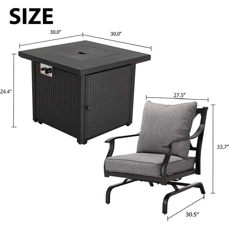 NEWPORT Outdoor Furniture Set with 1 Propane Fire Pit Table and 4 Chairs