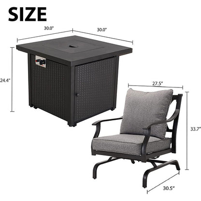 NEWPORT Outdoor Furniture Set with 1 Propane Fire Pit Table and 4 Chairs