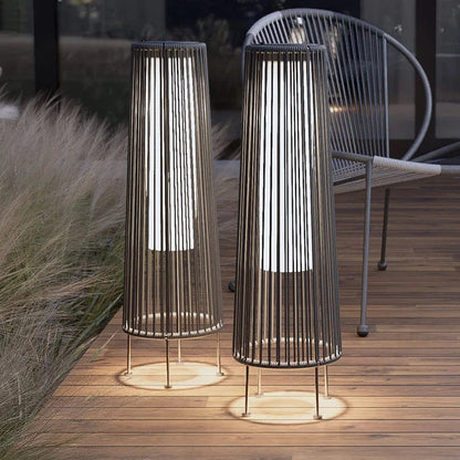2PCS GORDES Solar-powered Woven Wicker Floor Lamp