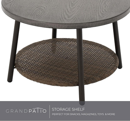 Outdoor Tully 5-Piece Steel All-Weather Wicker Boho Chat Set with Round Table for Balcony, Patio, Deck