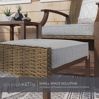 5 Pieces Outdoor Patio Furniture Sets Weather Resistant Wicker Outdoor Chairs with Ottomans and Coffee Tables