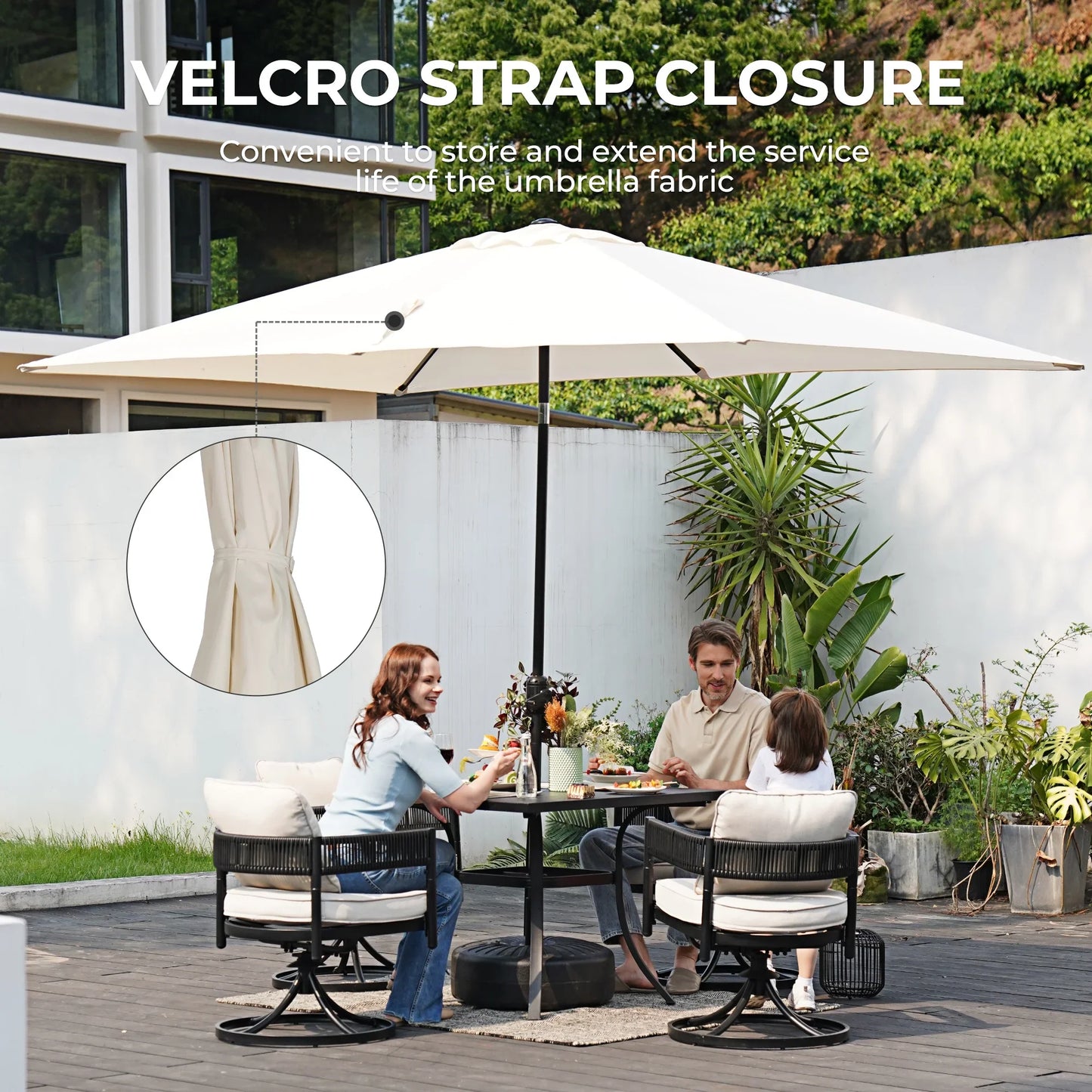 GRANDPATIO 10 × 6.5ft Rectangle Patio Umbrella with Crank & Tilt