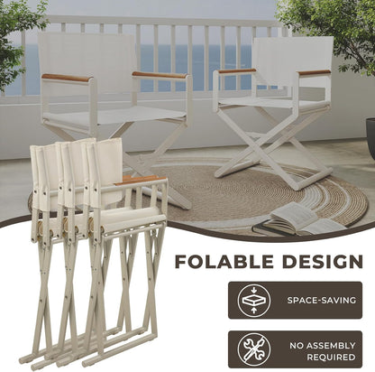Dining Set, Extendable Table with Extra-Wide Foldable Chairs