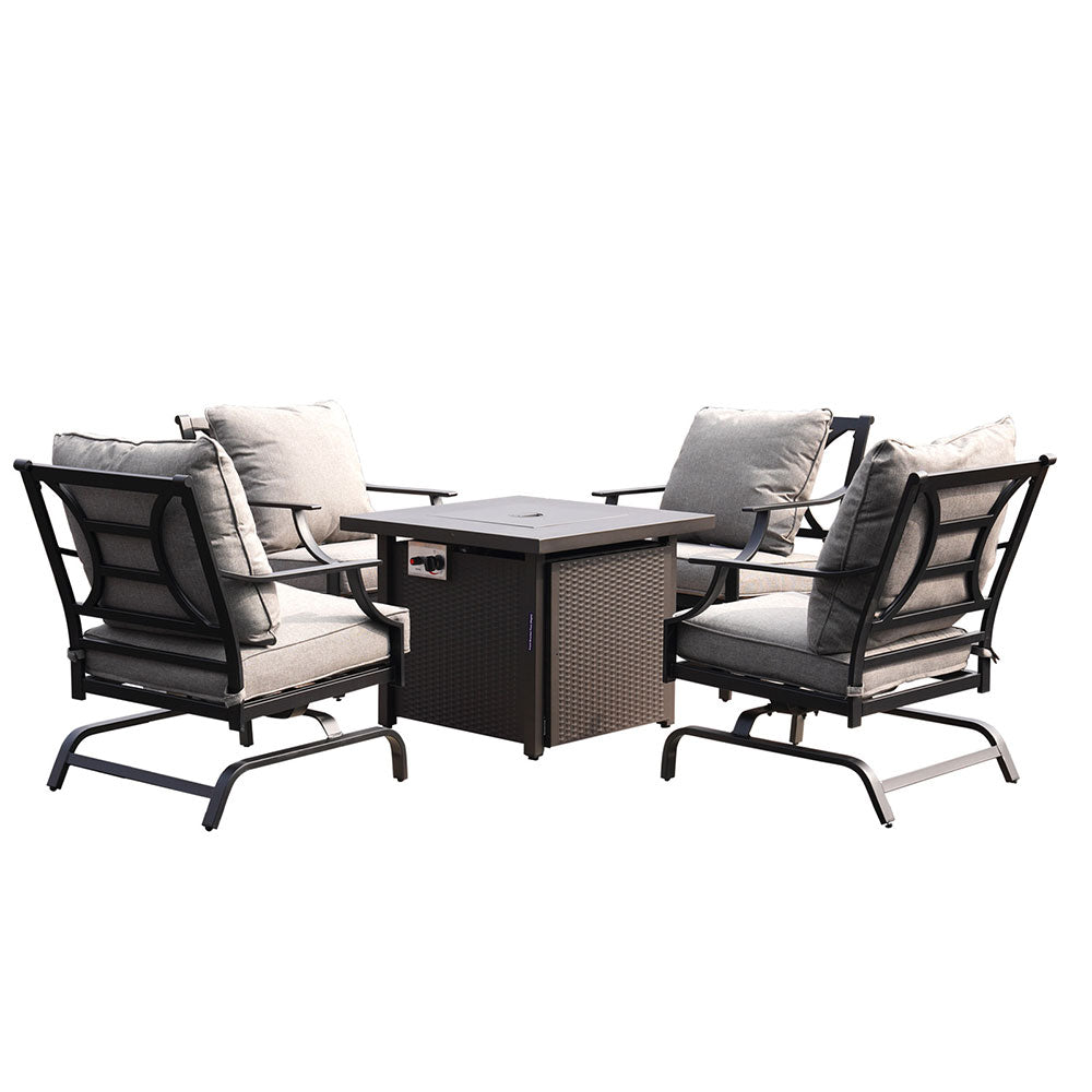 NEWPORT Outdoor Furniture Set with 1 Propane Fire Pit Table and 4 Chairs