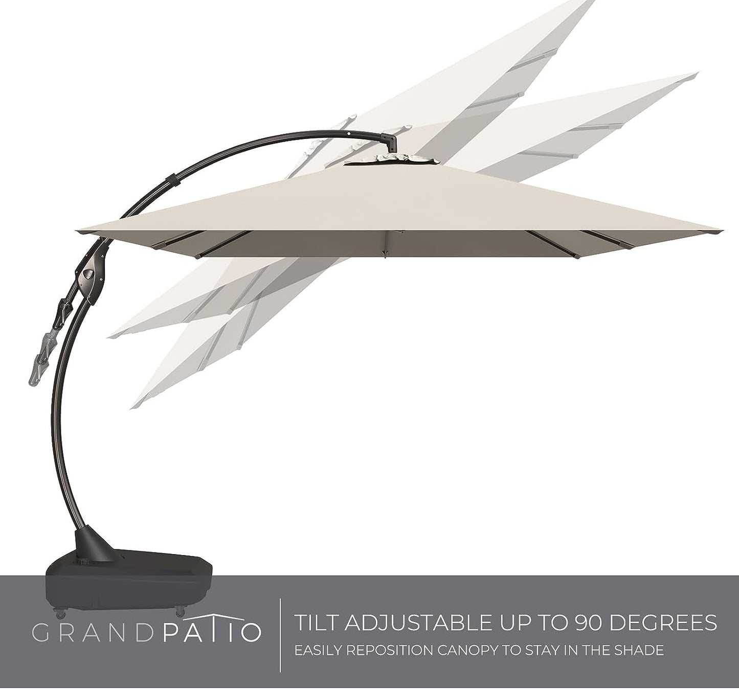 Large Rectangular Patio Umbrella with Base, with Umbrella Cover, Cantilever Umbrellas Easy Tilt