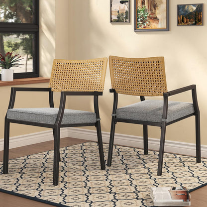 Dining Set Patio Dining Chairs, Stackable Indoor/Outdoor Dining Chairs W/Removable Cushions