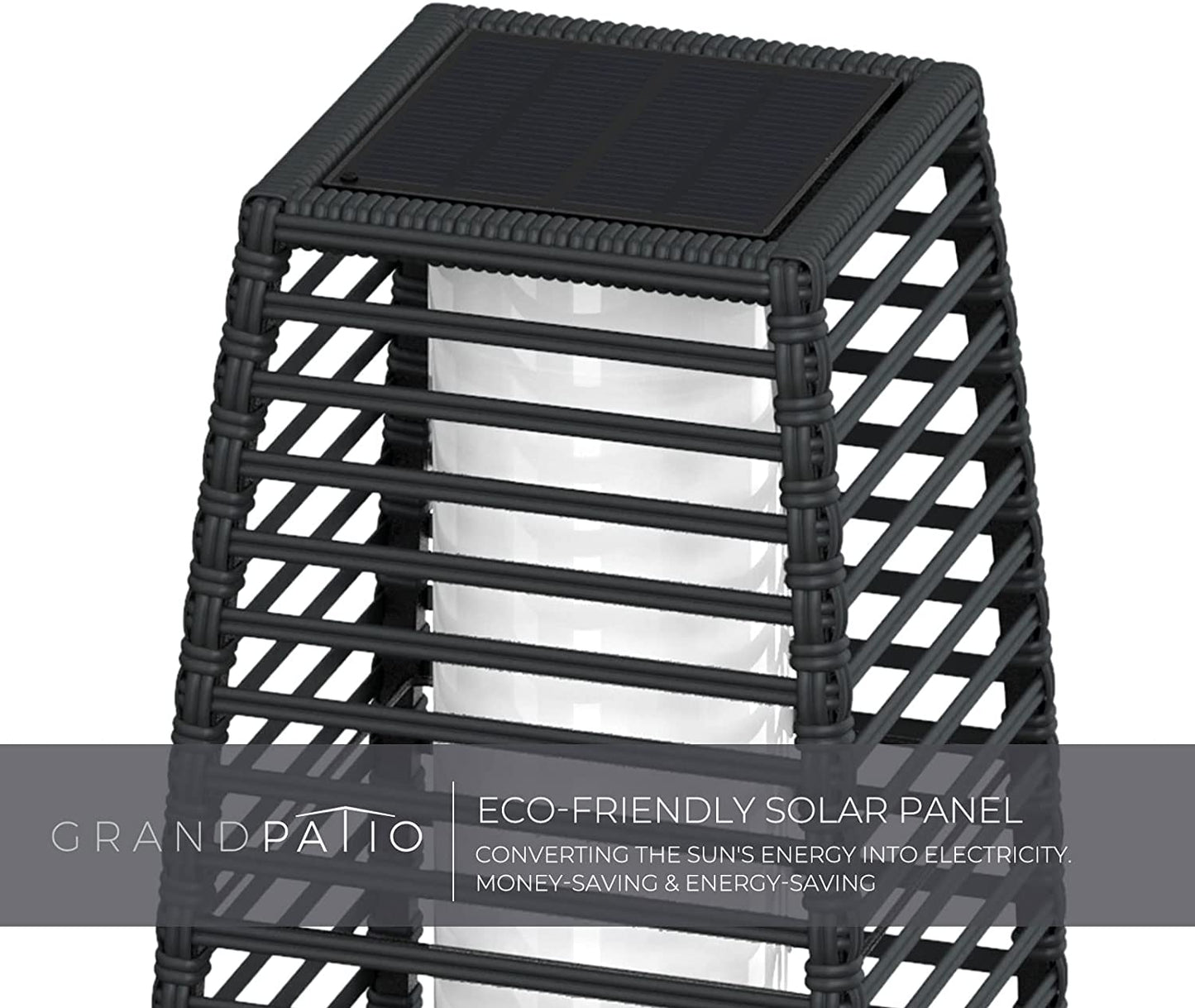 Outdoor Solar-Powered Crossover Woven Resin Wicker Floor Lamp