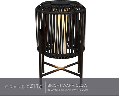 22" Resin Wicker Steel Modern Outdoor Integrated LED Solar Floor Lamp