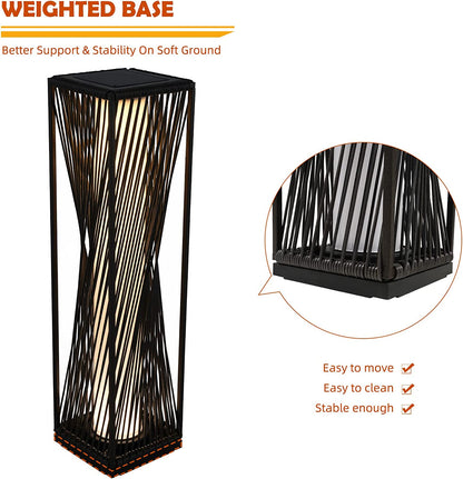 Outdoor Solar Floor Lamp Resin Wicker Solar Light Outdoor Waterproof for Yard, Garden, Pathway, Deck-Baffin, Dazzle Dance