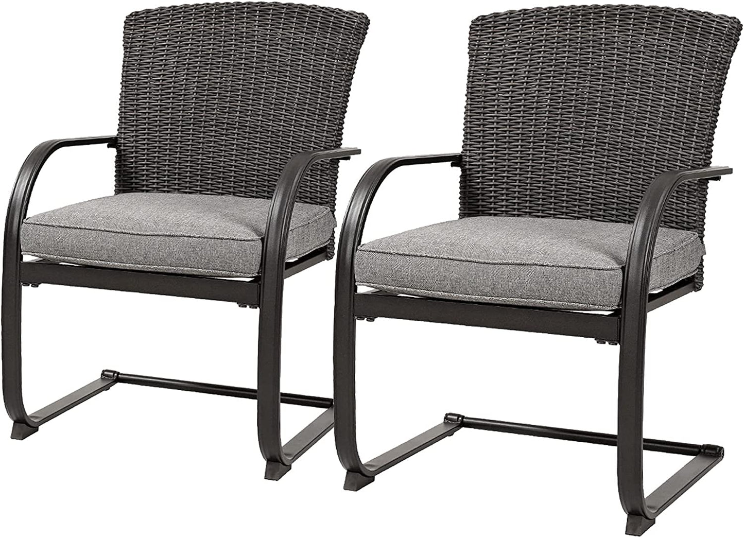 Dining Wicker Chair Set, Steel Frame Chair with Cushion