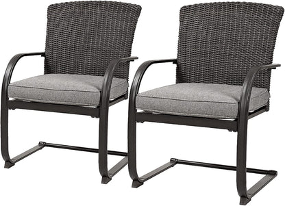 Dining Wicker Chair Set, Steel Frame Chair with Cushion