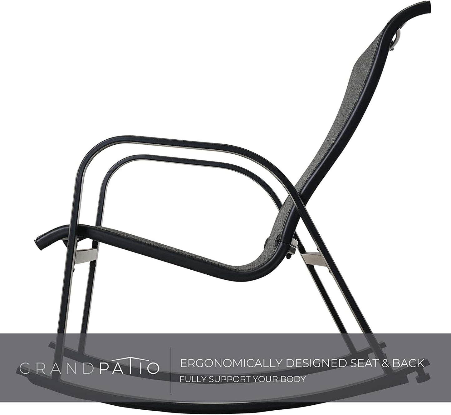 3-Piece Patio Bistro Rocking Chair Set, Steel Rocker Seating Outside for Front Porch, Garden, Patio, Backyard