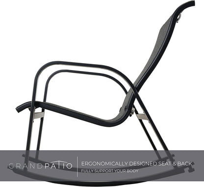 3-Piece Patio Bistro Rocking Chair Set, Steel Rocker Seating Outside for Front Porch, Garden, Patio, Backyard