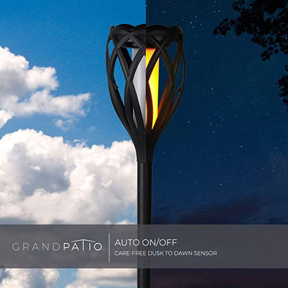 Tall Solar Lights, Pathway Torch Lights with Flickering Flame 4-Pack LED, 3-in-1 Solar Landscape Lights