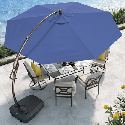 11 FT Cantilever Patio Umbrella with Base, Round Large Offset Umbrellas for Garden Deck Pool