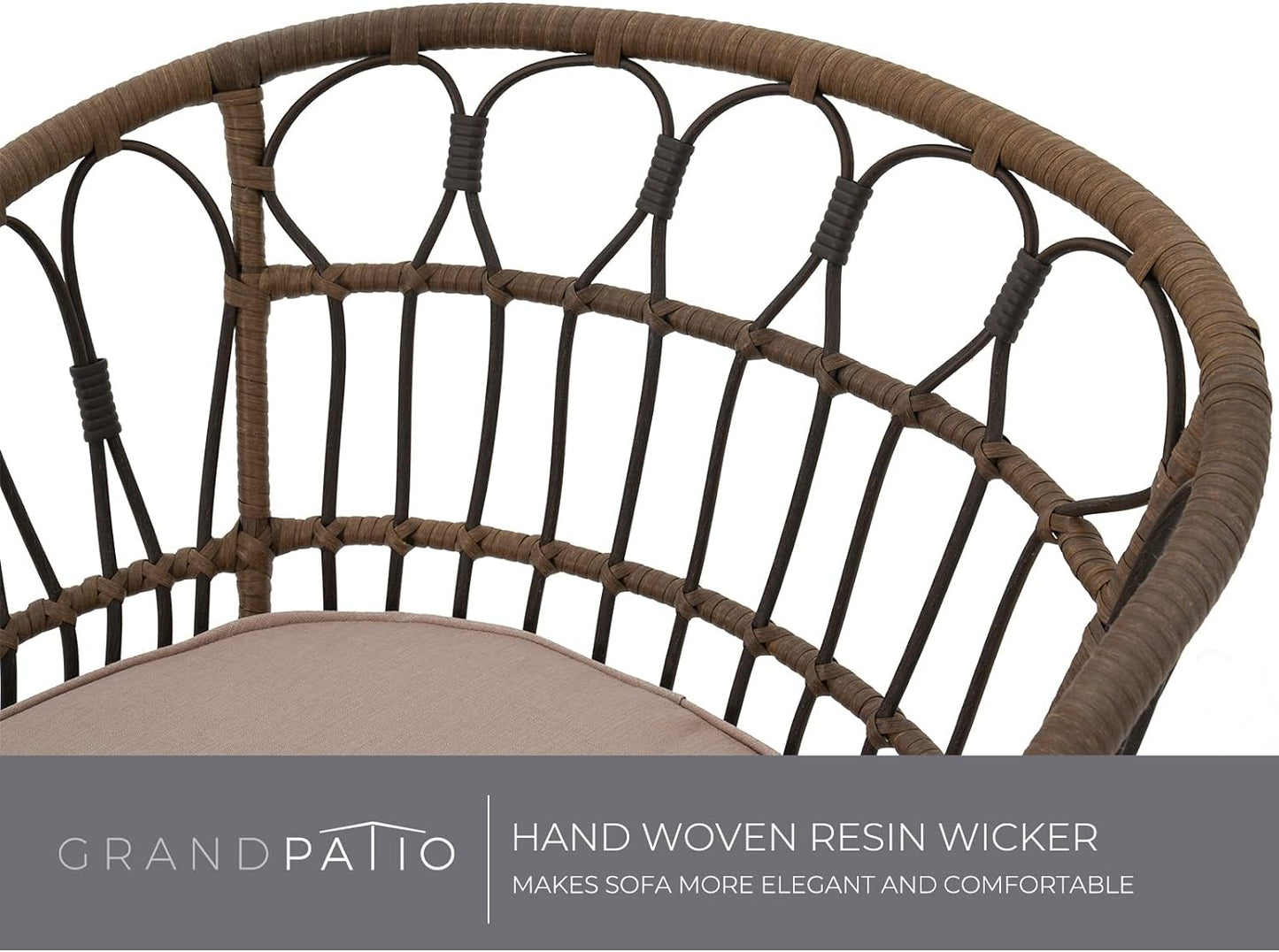 Outdoor Tully 5-Piece Steel All-Weather Wicker Boho Chat Set with Round Table for Balcony, Patio, Deck