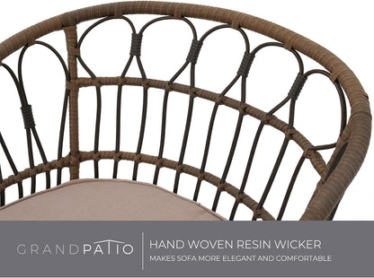 Outdoor Tully 5-Piece Steel All-Weather Wicker Boho Chat Set with Round Table for Balcony, Patio, Deck
