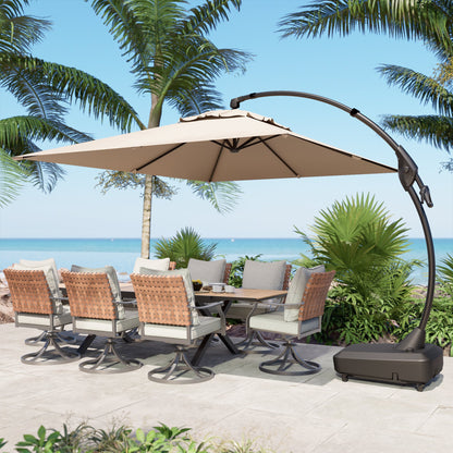 Large Rectangular Patio Umbrella with Base, with Umbrella Cover, Cantilever Umbrellas Easy Tilt