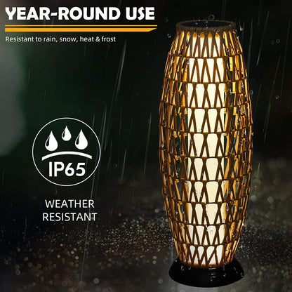 Floor Lamp Outdoor Lamp Patio Lights Solar Powered Lantern Weather–Resistant Rattan Deck Lights, Lamp Large-Sized for Garden