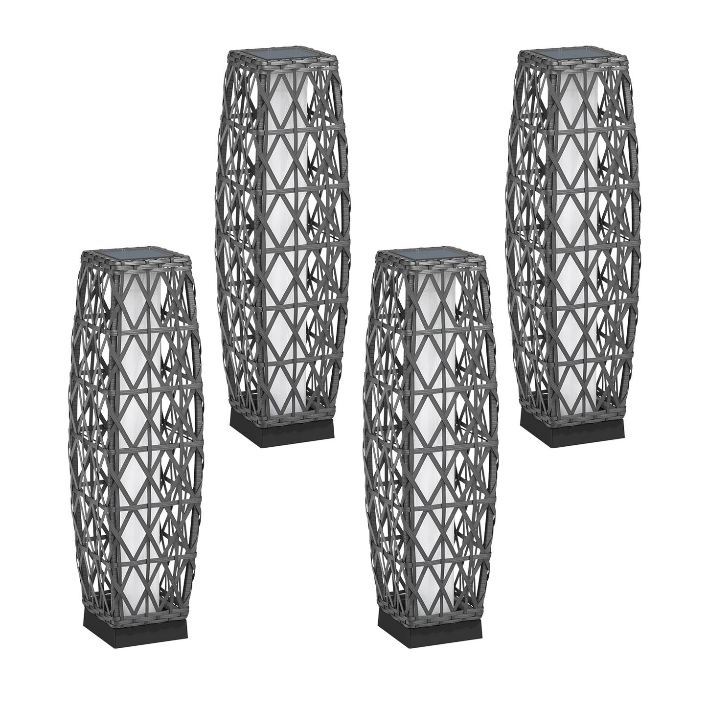 Cindy Solar Lamp, Solar-Powered Woven Resin Wicker Floor Lamp