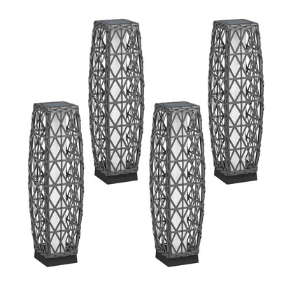 Cindy Solar Lamp, Solar-Powered Woven Resin Wicker Floor Lamp