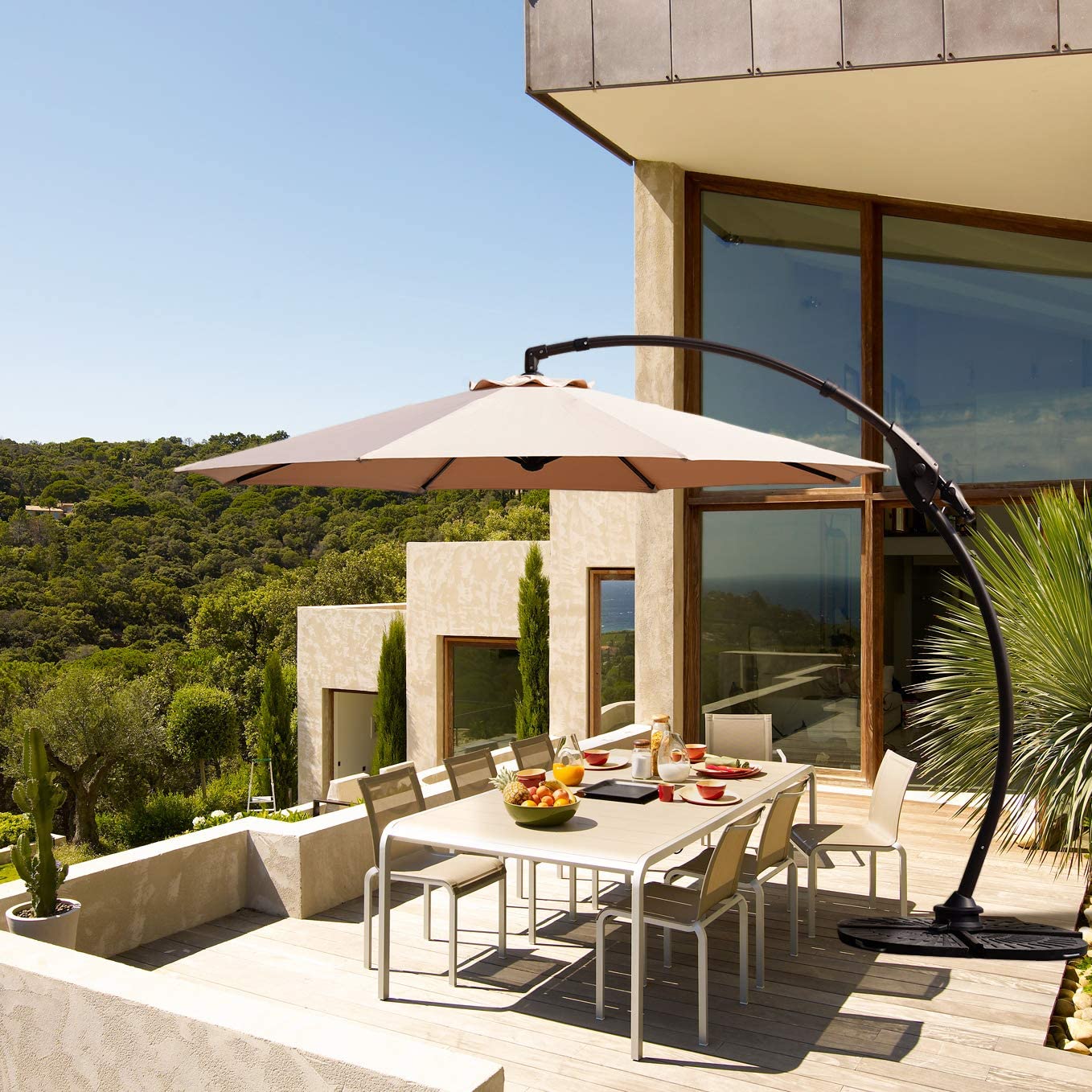 Napoli 11 FT Cantilever Offset Umbrella with 360° Rotation