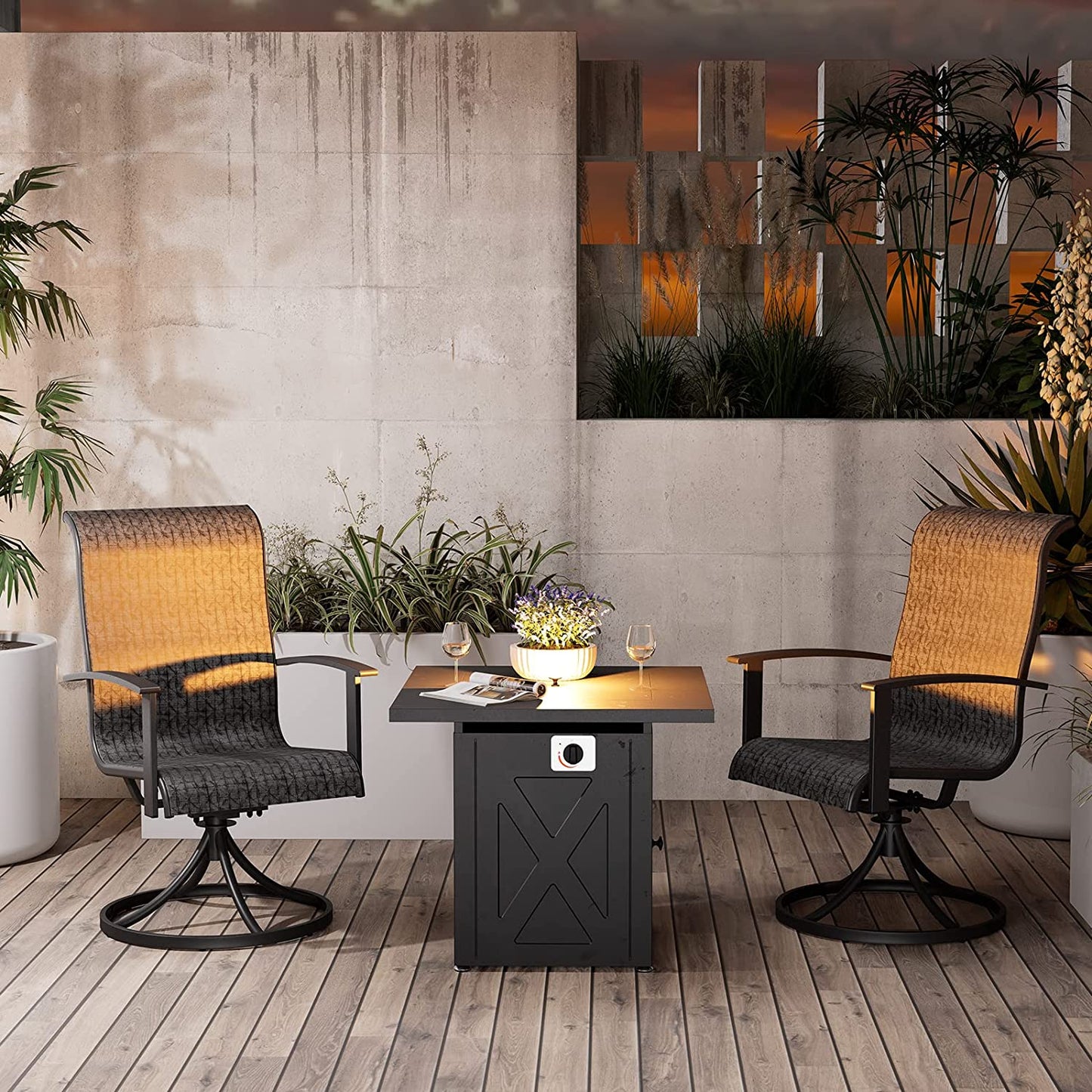 GRAND PATIO Outdoor Swivel Rocking Patio Dining Chairs Set