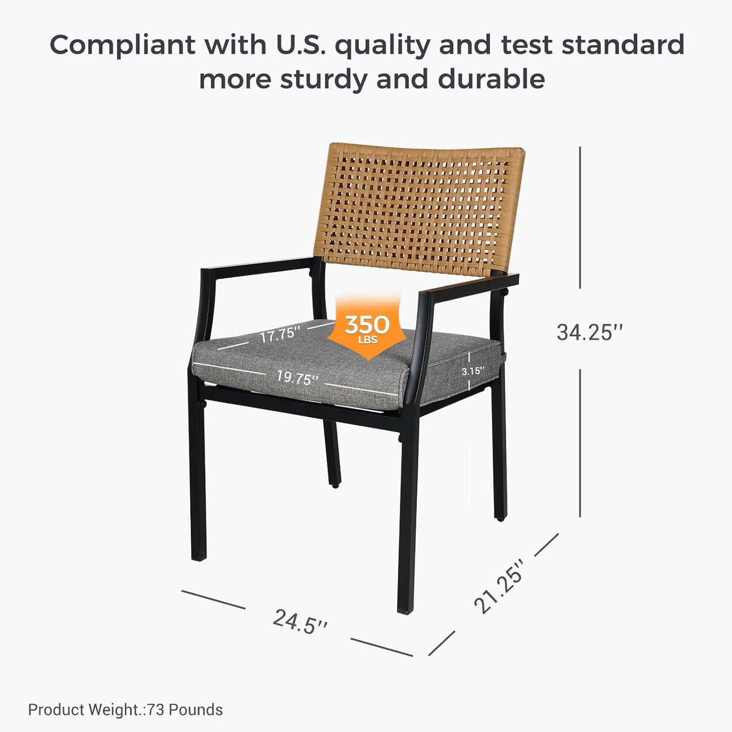 Dining Set Patio Dining Chairs, Stackable Indoor/Outdoor Dining Chairs W/Removable Cushions