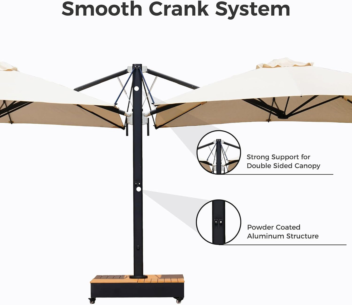 Large Double-Sided Patio Umbrella with Base 10x10 FT with Umbrella Cover